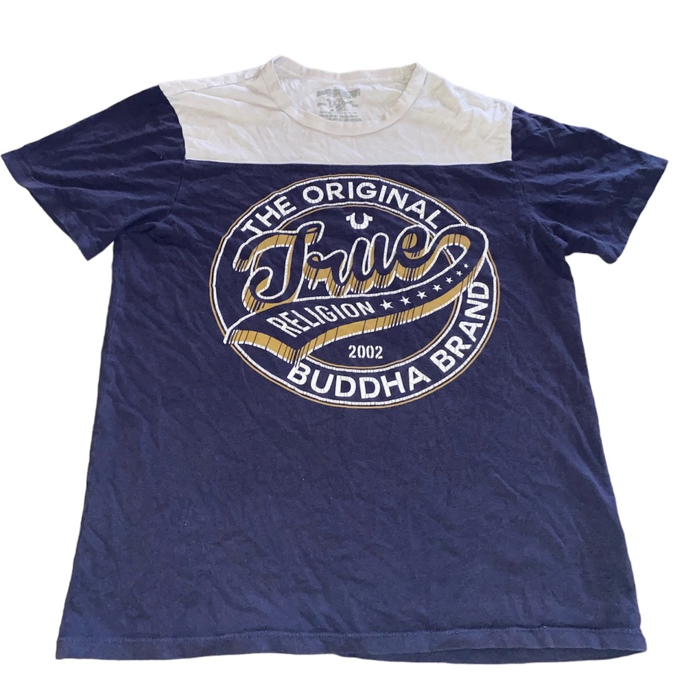 The Original True Religion Shirt Mens Small Blue T-Shirt Short Sleeves Logo Tee